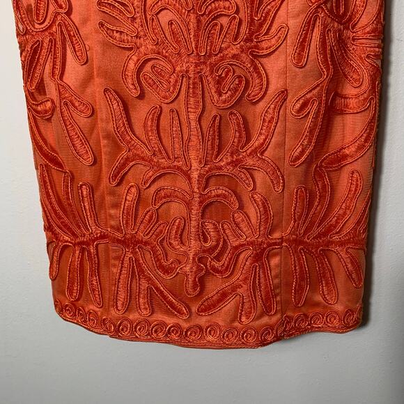 Womens Sue Wong Orange Embroidered Cocktail Dress, Size 4 EUC! - Picture 4 of 4
